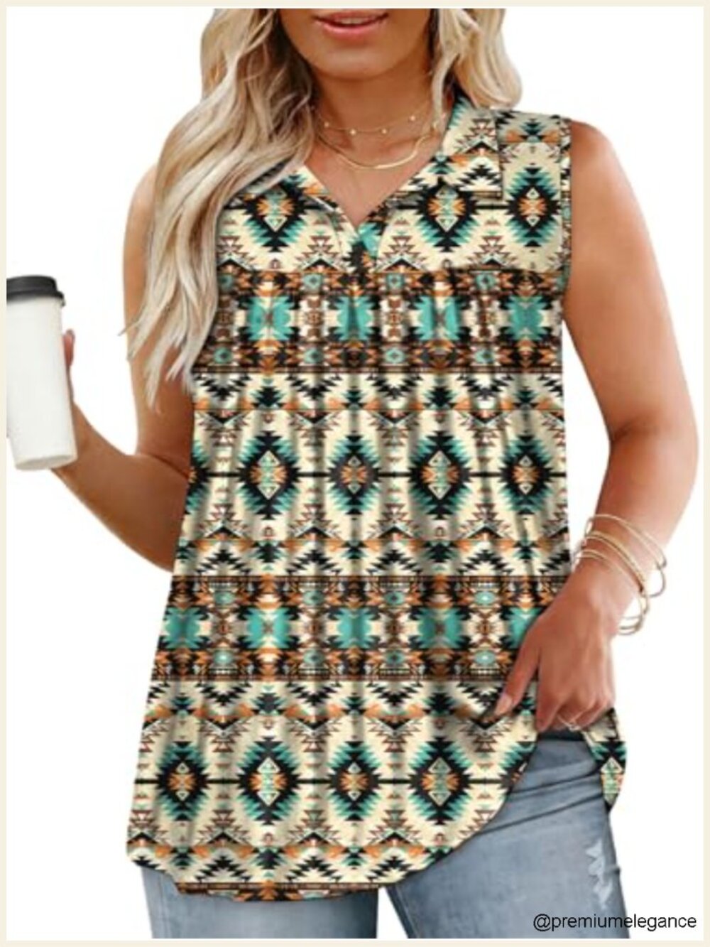 Women's Plus Size Sleeveless Polo Collar Tank Tops